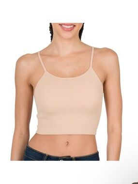 Zenana Ribbed Cropped Cami w Halter Neck Crop Tank Top, Size S/M NWOT